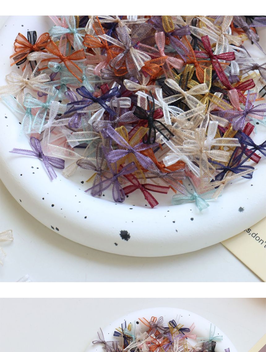 오간자 혼합색상 100개 리본 미니/리본장식/포장리본/꾸미기리본/미니리본/리본공예재료/선물장식리본/작은