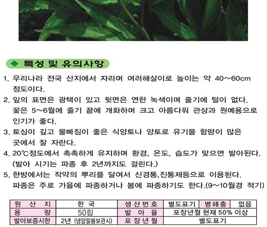 작약 재래종 함박꽃 씨앗 야생화 꽃씨 종자 50립/야생화키우기/씨앗/파종/모종/모종심기/파종기/꽃씨앗/식