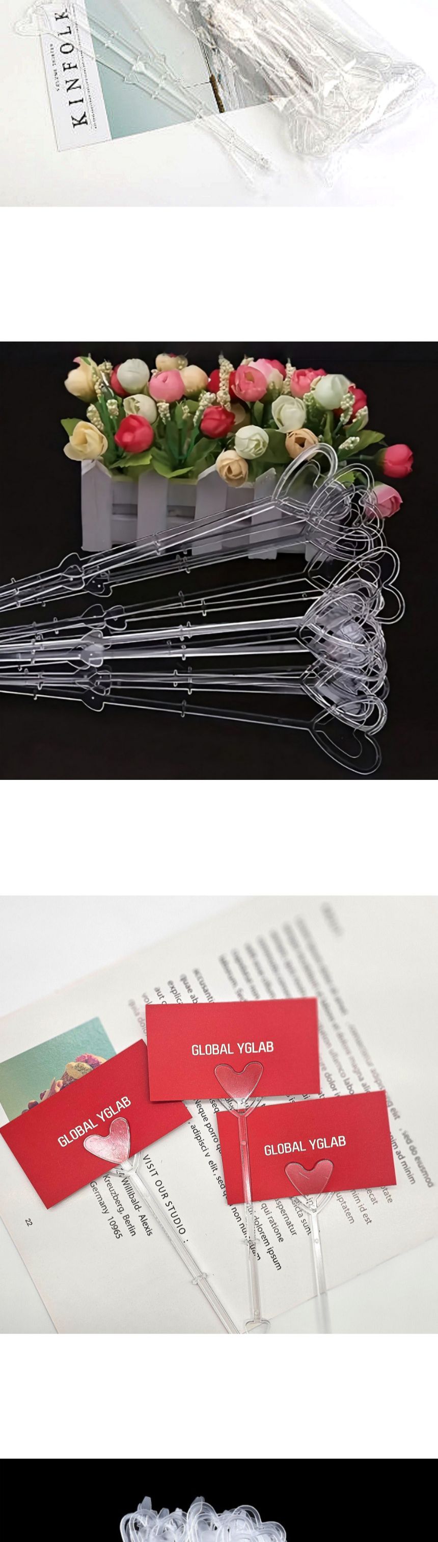 꽃다발 화분 하트 데코픽 카드픽 투명 80개/데코픽/카드픽/메시지카드픽/꽃다발메시지픽/화분메시지픽/픽/