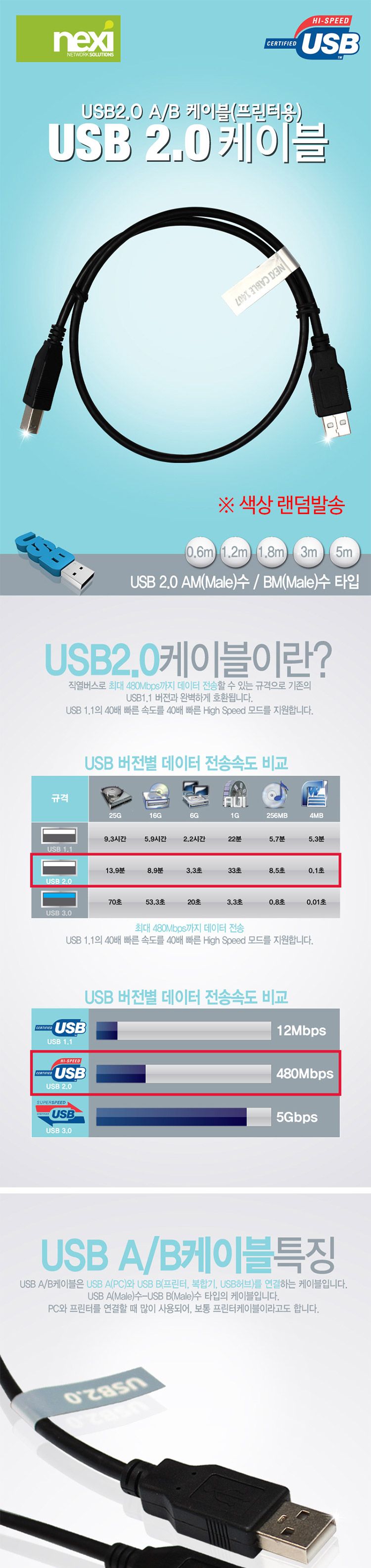 PC프린터케이블/PC프린터USB케이블/프린터USB케이블/USB선/케이블/USB케이블/복합기케이블/복합기USB케이블