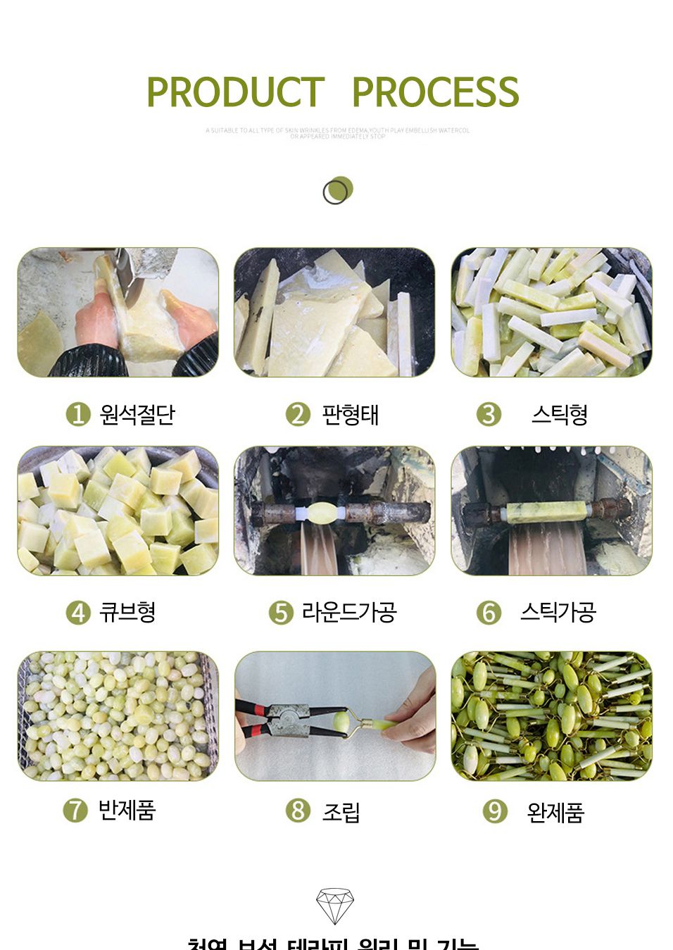 OC1260 피부관리 마사지 천연옥 돌기형롤러 괄사 세트/괄사마사지/림프순환/미용도구/괄사기/페이스롤러/얼