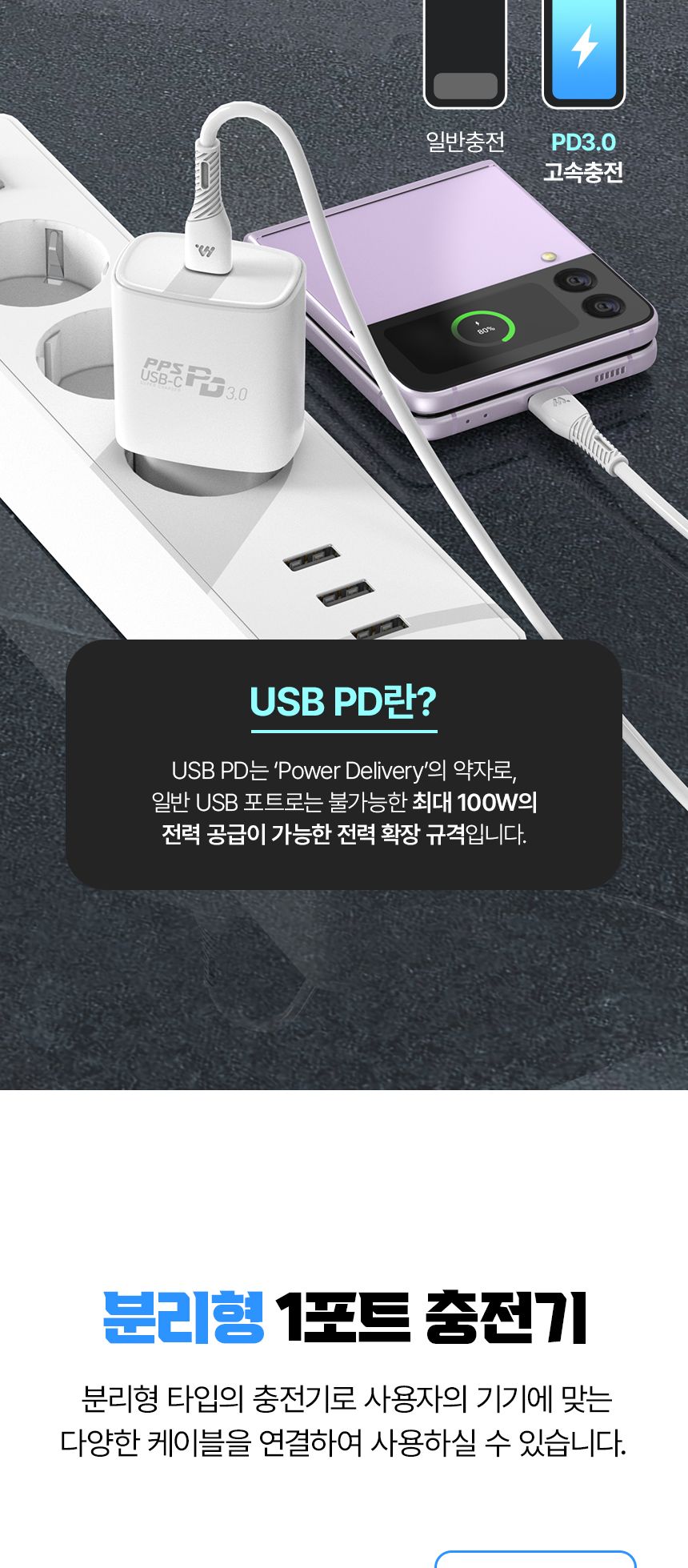 분리충전기/고속충전기/분리형충전기/충전기/C타입형충전기/가정용충전포트/급속충전기/C타입충전기/PD충전