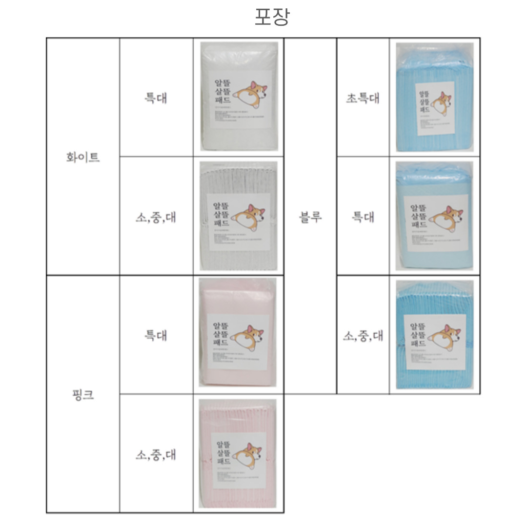알뜰살뜰강아지배변패드블루(특대형Lx60x90cmx20매)/강아지패드/대형배변판/대형배변패드/애견배변패드/강