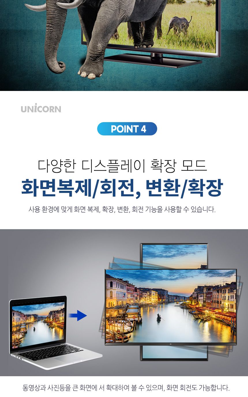 유니콘 USB Type-C to HDMI 변환젠더 컨버터 CH-200G/젠더/C형젠더/C타입젠더/변환젠더/HDMI변환젠더/USB변