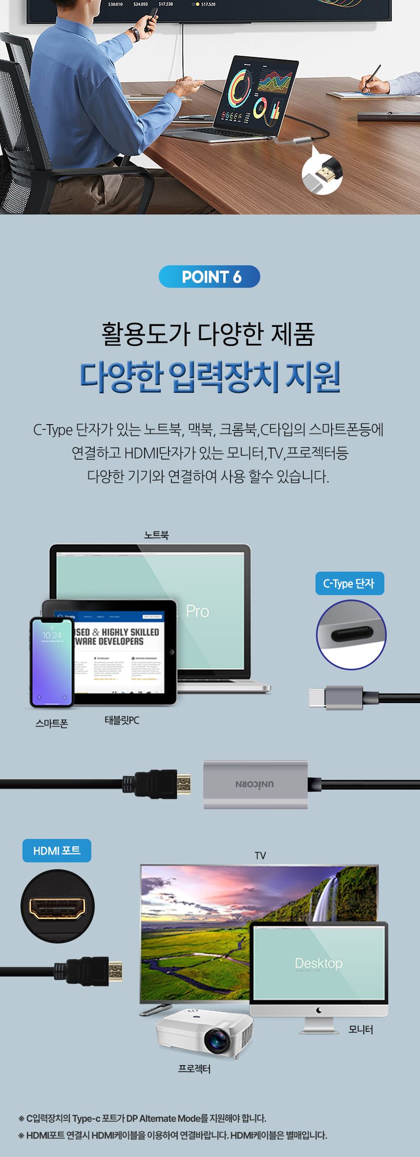 유니콘 USB Type-C to HDMI 변환젠더 컨버터 CH-200G/젠더/C형젠더/C타입젠더/변환젠더/HDMI변환젠더/USB변