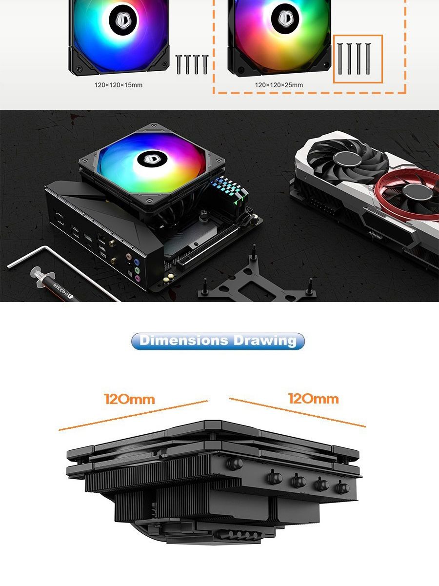 ARGB LED CPU쿨러 PWM TDP 125W AMD 인텔 튜닝 컴퓨터/쿨러/CPU쿨러/방열쿨러/컴퓨터쿨러/튜닝/PC조립/CPU