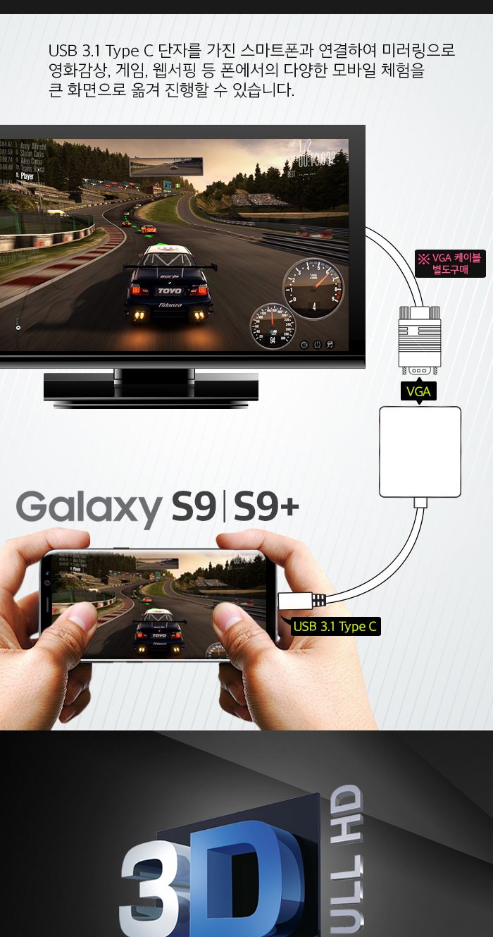 신호변환 컨버터 USB 3.1 c타입 (M) to VGA (F) 0.15M/HDMI/HDMI젠더/HDMI컨버터/HDMI영상젠더/HDMI변환젠