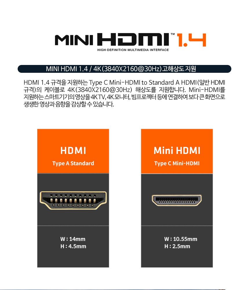 케이베스트 mini hdm to hdmi 케이블 길이 1.0m/DISPLAYPORT/디피케이블/DP케이블/디스플레이포트/모니터케