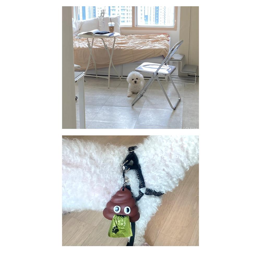 똥모양 카라비너 배변봉투 세트/배변봉투리필/강아지산책용품/배변용품/배변봉투세트/비닐/강아지똥비닐/강