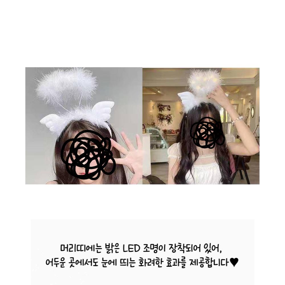 천사 여신 LED 머리띠 화이트/파티머리띠/할로윈머리띠/할로윈소품/할로윈헤어용품/천사머리띠/머리띠/파티