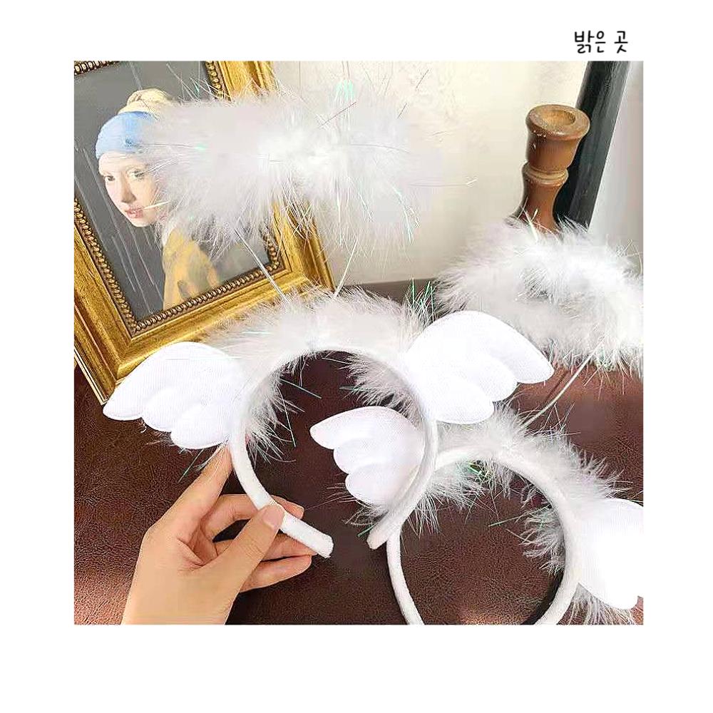 천사 여신 LED 머리띠 화이트/파티머리띠/할로윈머리띠/할로윈소품/할로윈헤어용품/천사머리띠/머리띠/파티