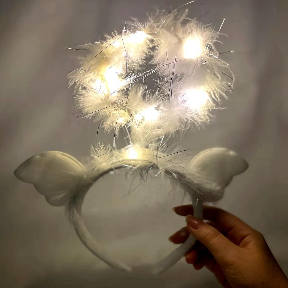 천사 여신 LED 머리띠 화이트/파티머리띠/할로윈머리띠/할로윈소품/할로윈헤어용품/천사머리띠/머리띠/파티