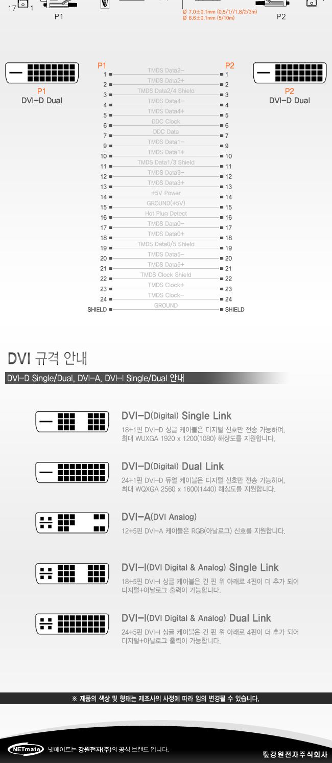 NM DD10 DVI-D 듀얼 케이블 1m/케이블/DVI케이블/듀얼케이블/듀얼DVI케이블/모니터연결케이블/모니터케이블