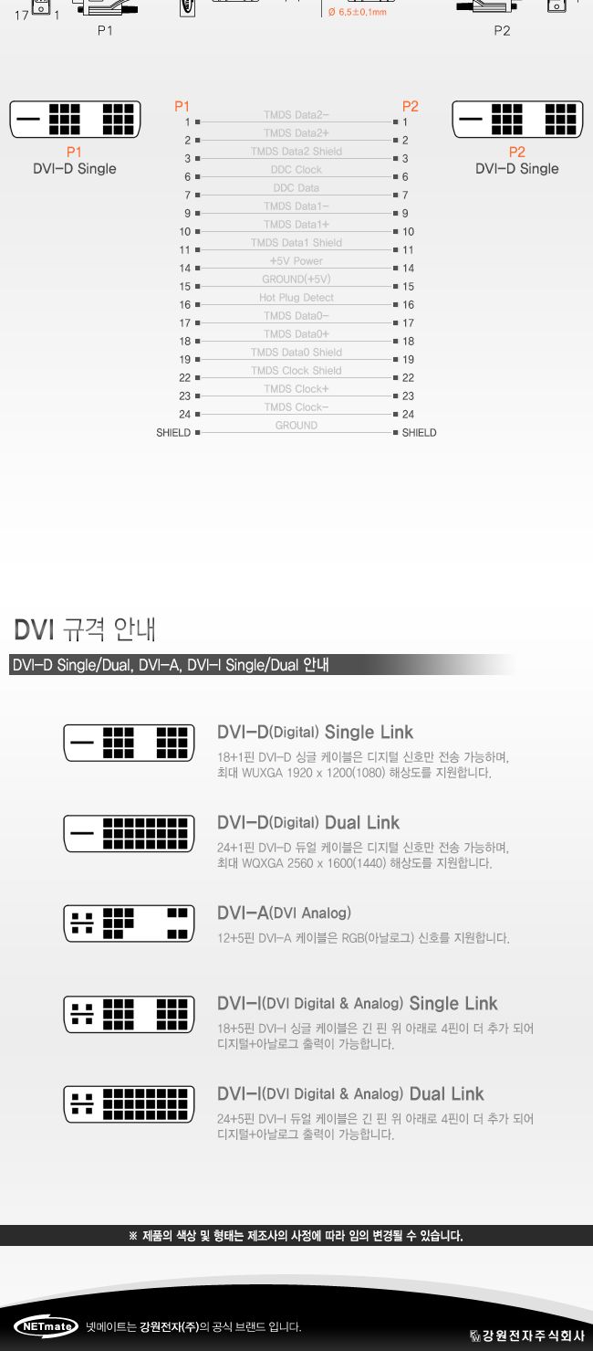 NM DS05 DVI-D 싱글 케이블 0.5m/케이블/DVI케이블/듀얼케이블/듀얼DVI케이블/모니터연결케이블/모니터케이
