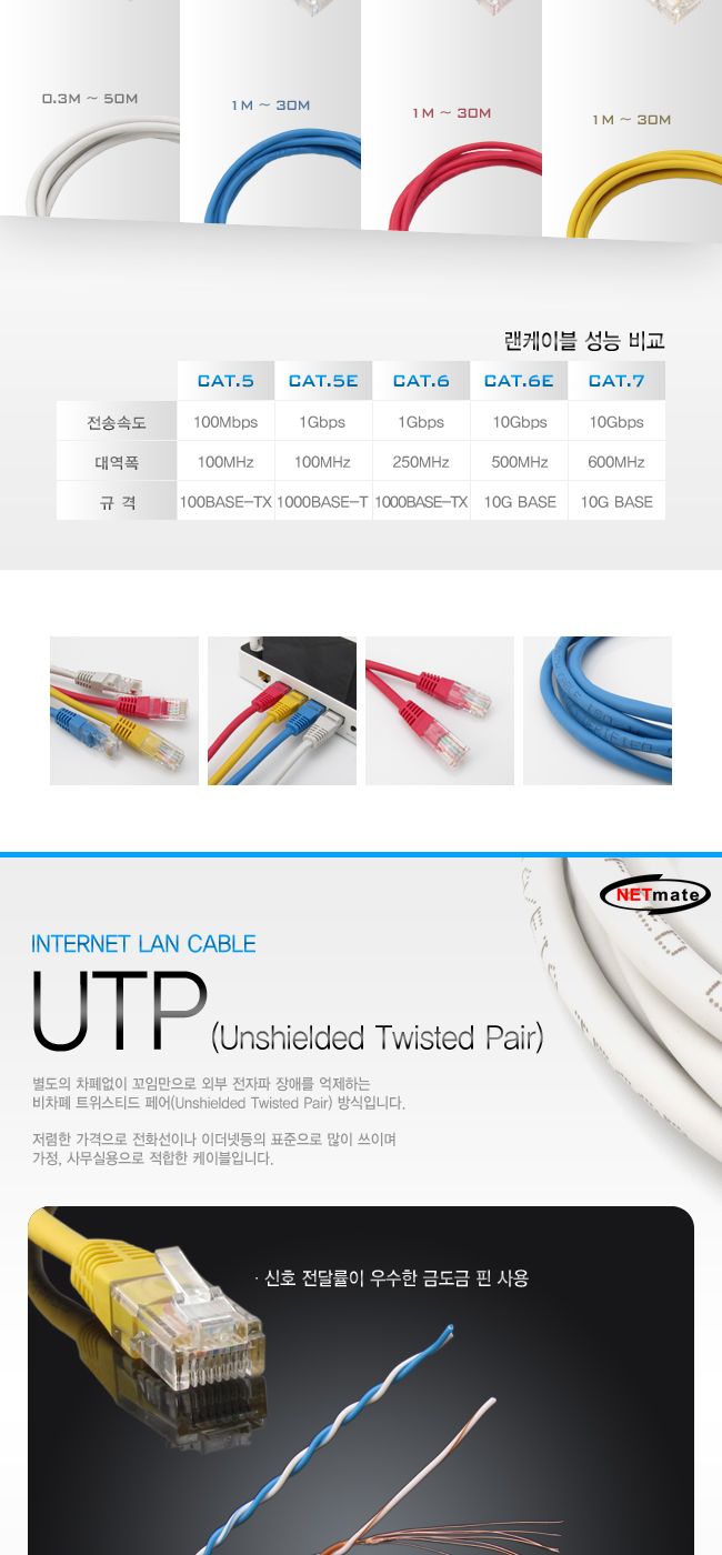 NM CAT.5E UTP 다이렉트 케이블(블루) 30m/랜연결케이블/컴퓨터렌케이블/렌선케이블/컴퓨터인터넷케이블/케