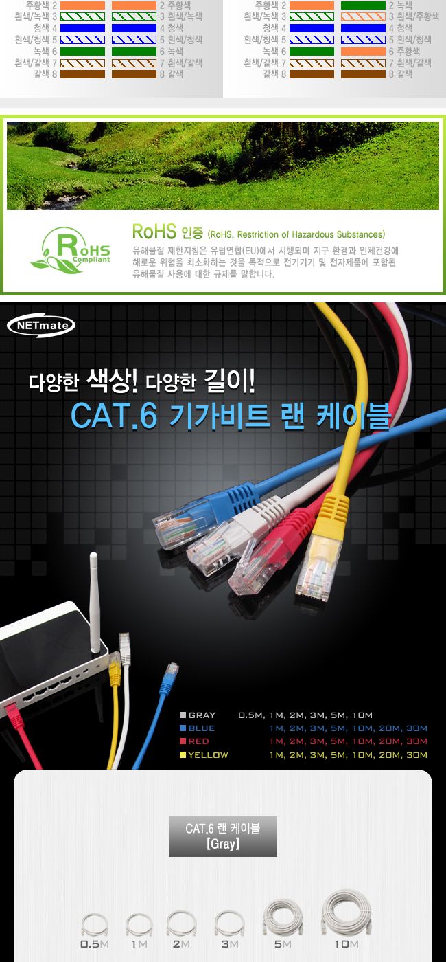 NM CAT.6 UTP다이렉트 케이블(블루) 20m/랜연결케이블/컴퓨터렌케이블/렌선케이블/컴퓨터인터넷케이블/케이