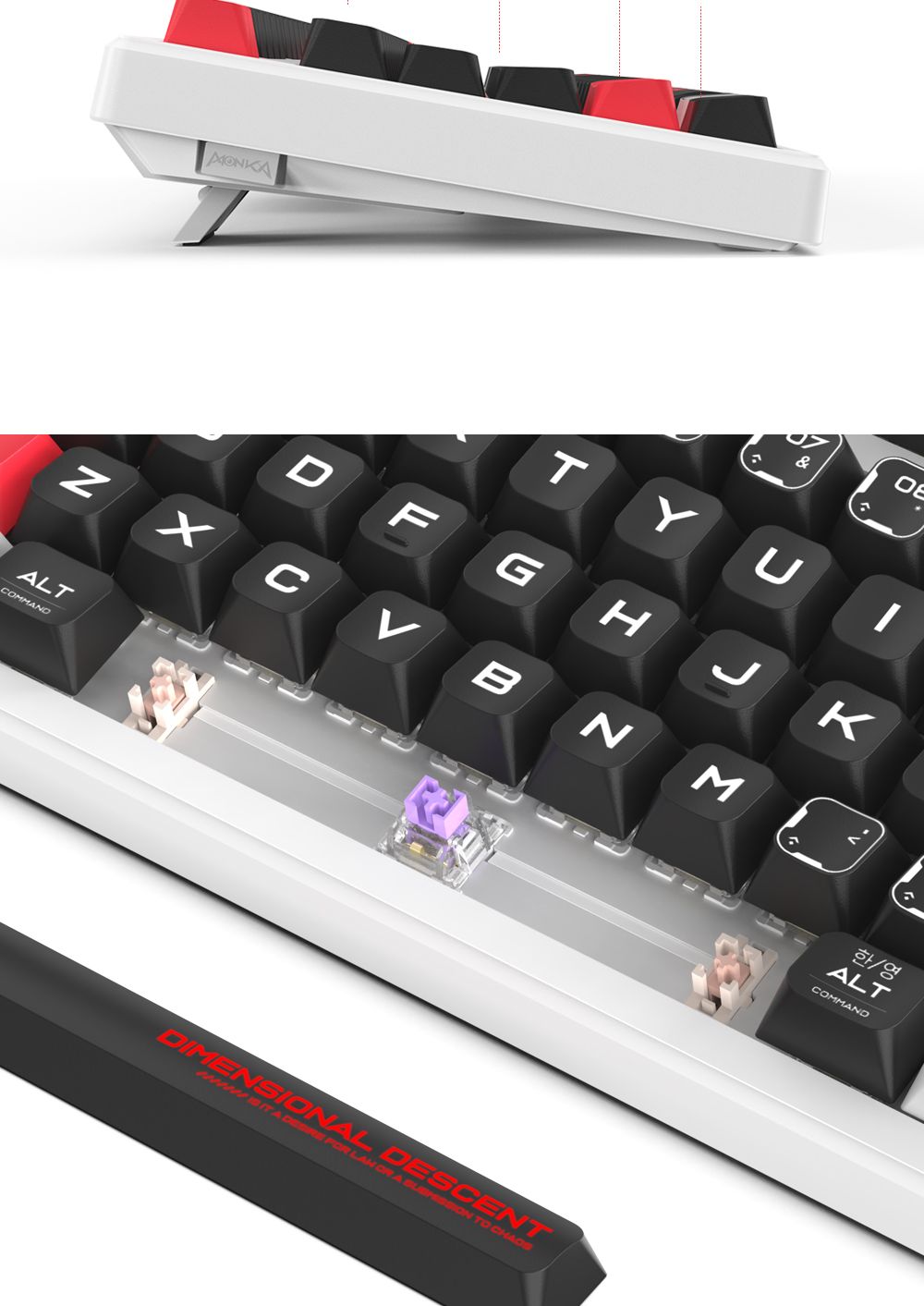 몬카 MONKA 유 무선 블루투스 기계식 키보드KG991W DS/키보드/무선키보드/키보드세트/마우스세트/무선마우