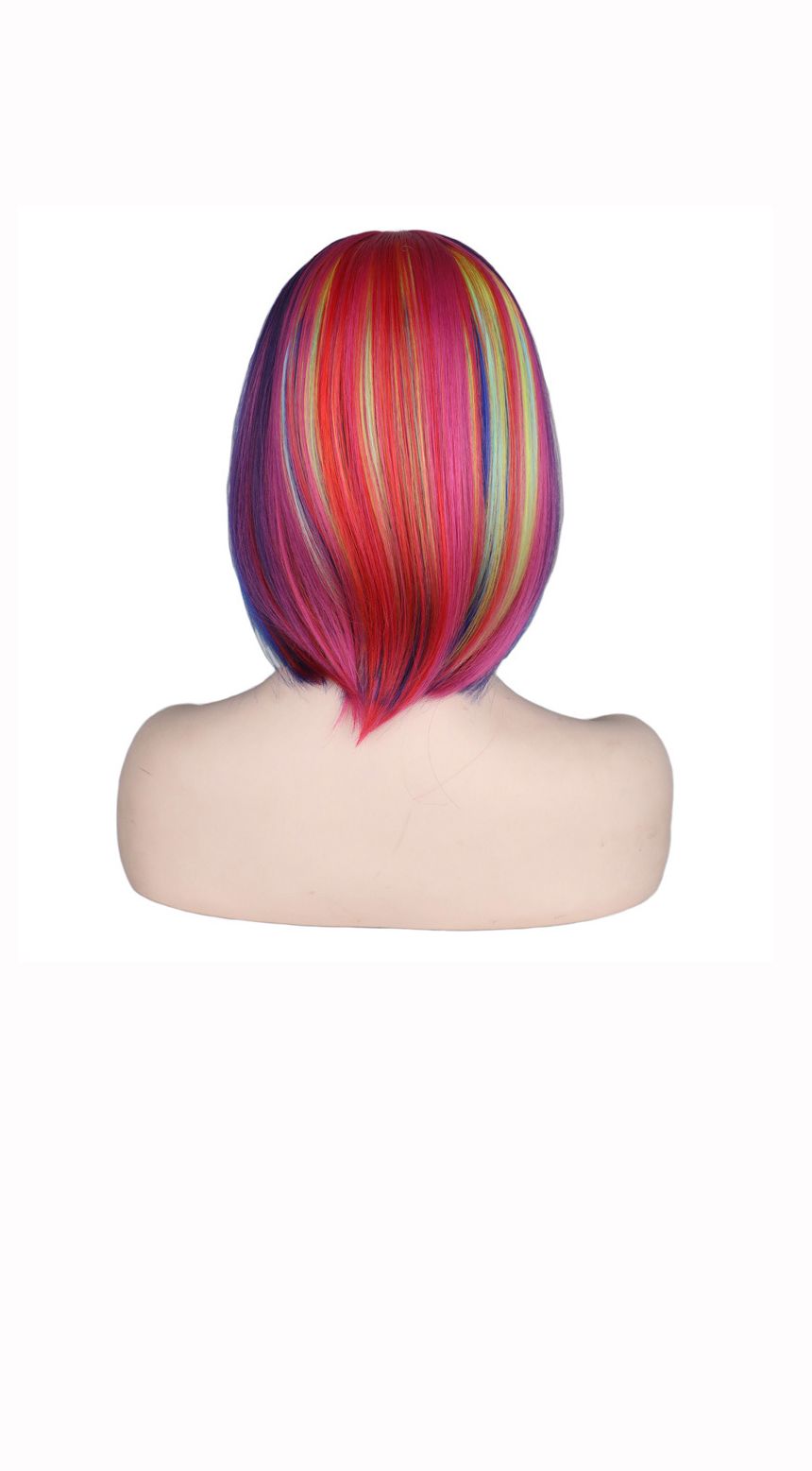 레인보우 단발 가발 G/가발/변장가발/코스프레가발/코스프레소품/스티커사진가발/스티커사진소품/패션가발/
