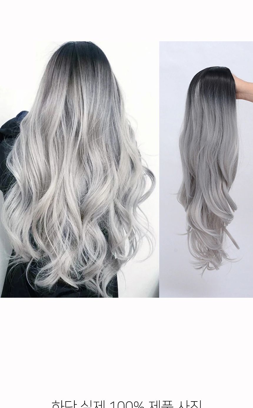 은발 투톤 웨이브 긴머리 가발 G/가발/변장가발/코스프레가발/코스프레소품/스티커사진가발/외국인가발/은