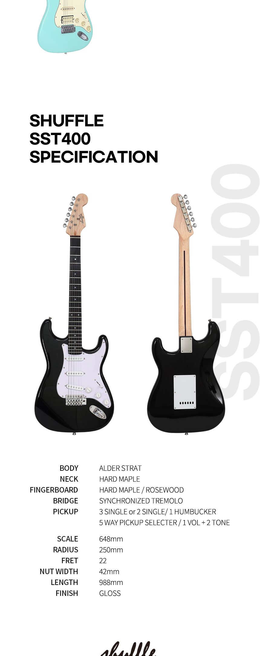 셔플 SST400 스트랫 앨더바디 일렉기타/일렉기타/기타/일렉트릭기타/전자기터/재거기타/제거기타/고급기타/