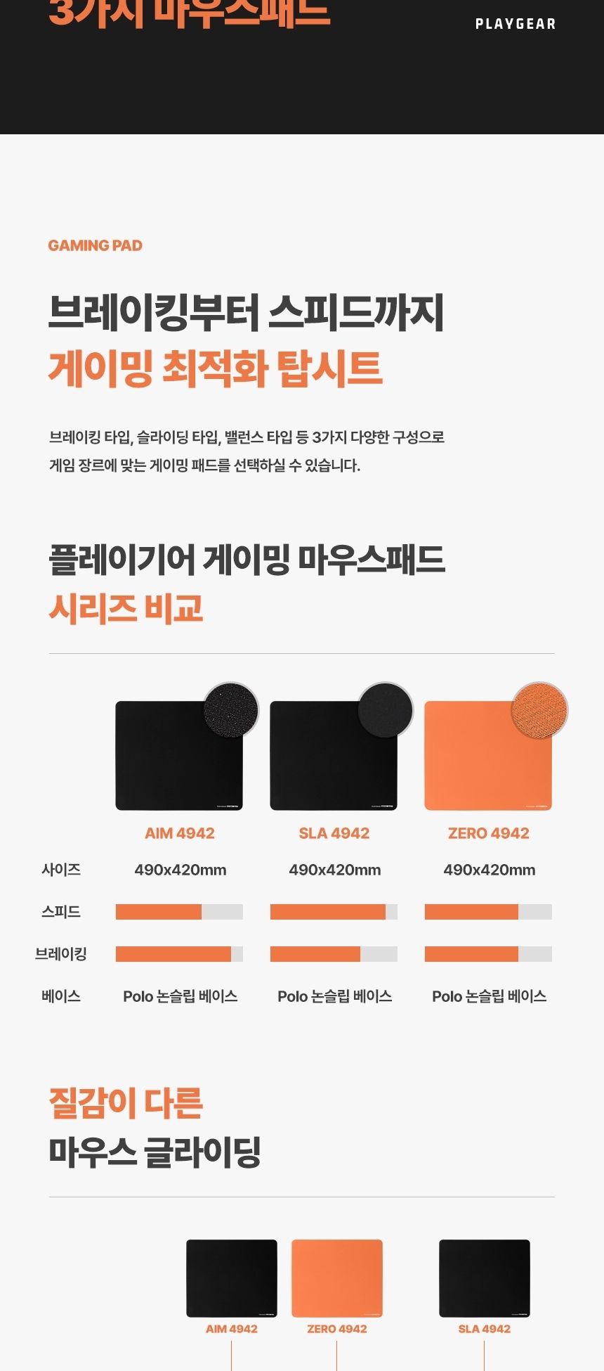 게이밍 마우스패드 밸런스 슬라이딩 브레이킹 PAD/마우스패드/게이밍패드/게임패드/마우스받침/마우스받침