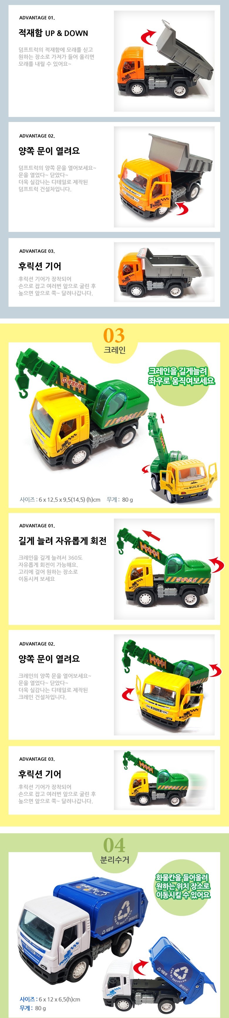 sg세계 건설미니카 4p 포크레인 덤프 크레인 레미콘/미니카/미니카세트/자동차장난감/차장난감/자동차완구/