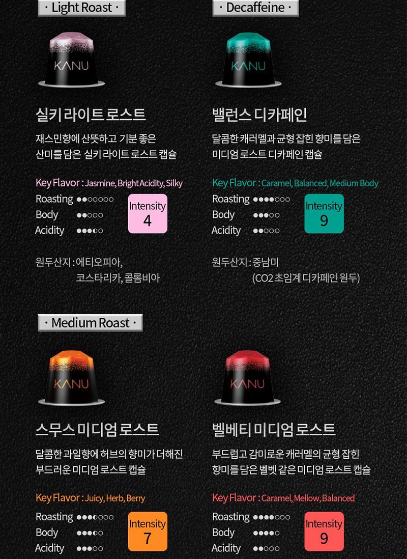 카누 네스프레소호환 스무스미디엄로스트 총40캡슐/커피/커피캡슐/캡슐커피/카누캡슐/카누커피캡슐/카누전