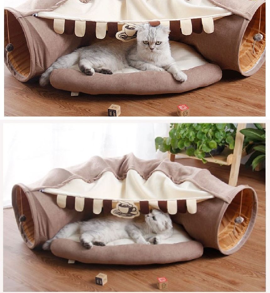 고양이 숨숨 터널 보금자리 장난감(카페브라운)/숨숨집/캣숨숨집/고양이숨숨집/캣터널/캣하우스/고양이침대