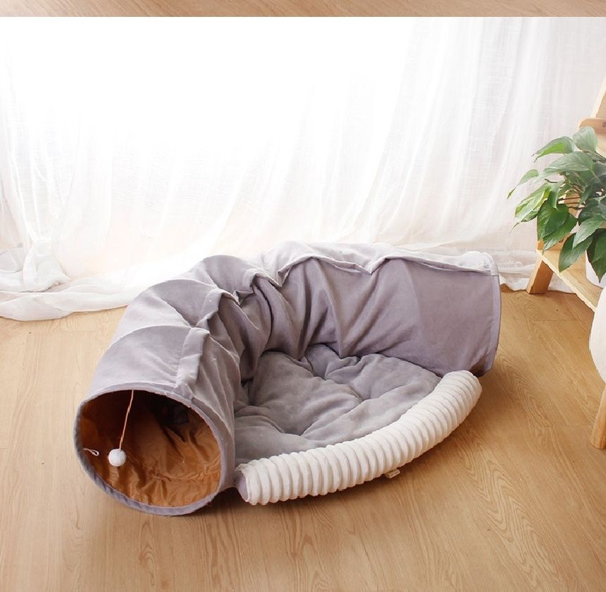 강아지 고양이 숨숨 안락한 침대 터널 (그레이)/숨숨집/캣숨숨집/고양이숨숨집/캣터널/캣하우스/고양이침대