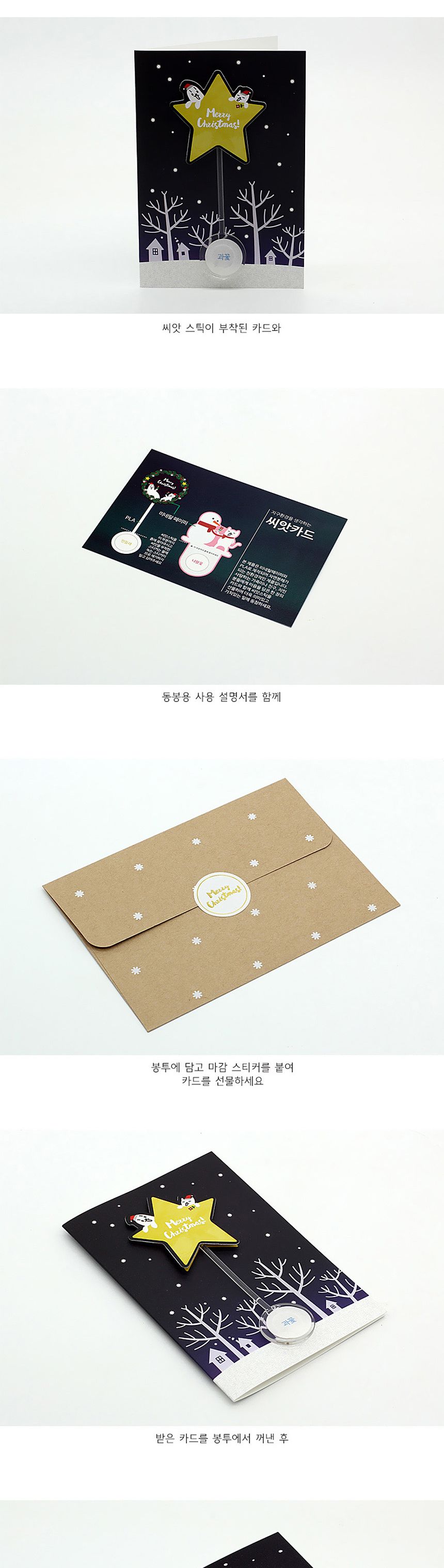 디자인 씨드스틱 선물 크리스마스 별 씨앗카드/씨앗/씨앗선물/카드씨앗/아하그렇구나/관찰숙제/식물재배/DI