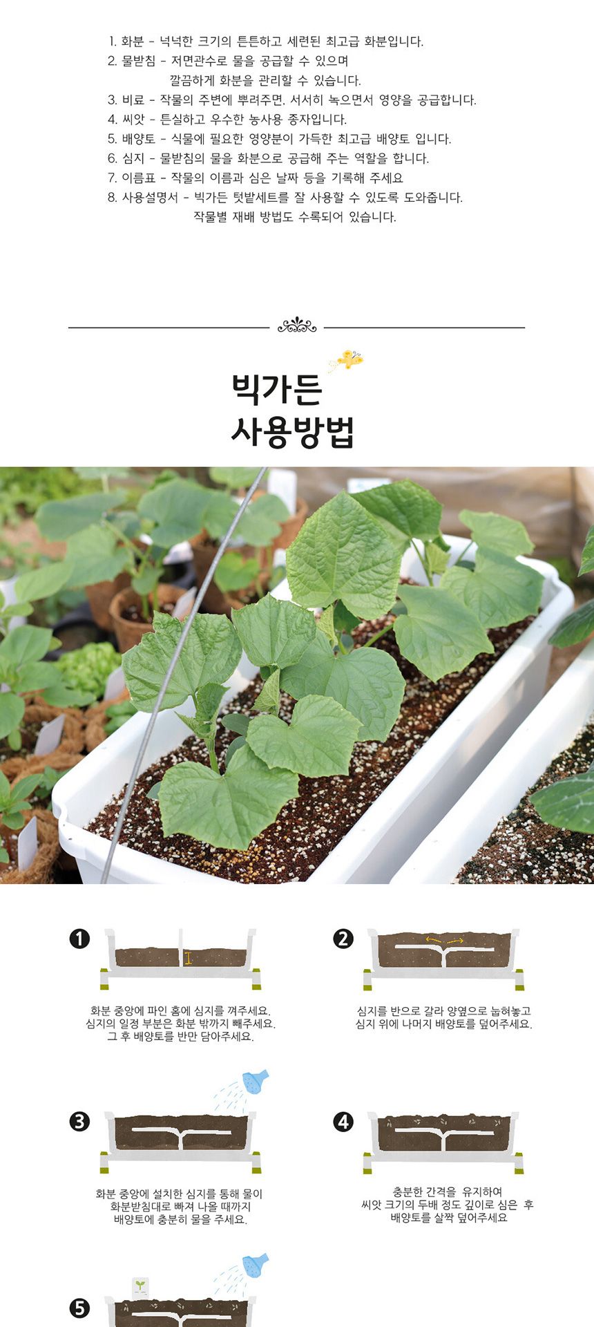 베란다 텃밭 도시농부 저면관수 화분 빅가든 미니오이/채소밭/텃밭/화분/재배/미니정원/정원/아파트/베란다