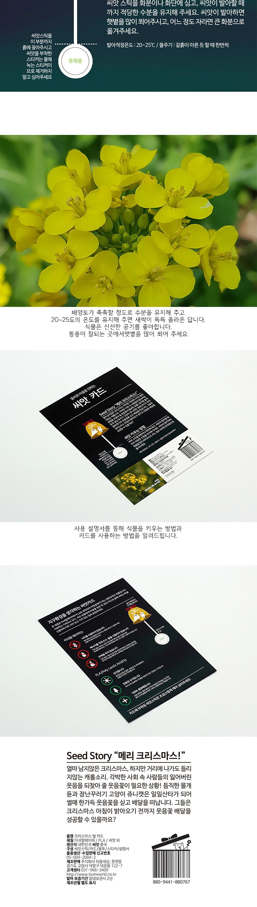 디자인 씨드스틱 선물 크리스마스 벨 씨앗카드/씨앗/씨앗선물/카드씨앗/아하그렇구나/관찰숙제/식물재배/DI