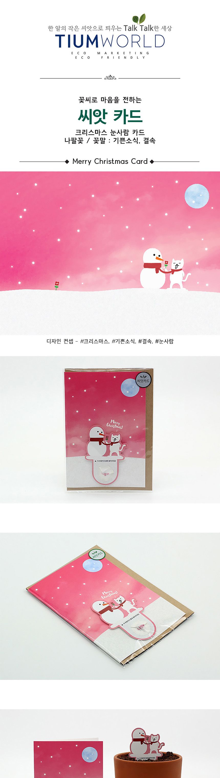디자인 씨드스틱 선물 크리스마스 눈사람 씨앗카드/씨앗/씨앗선물/카드씨앗/아하그렇구나/관찰숙제/식물재