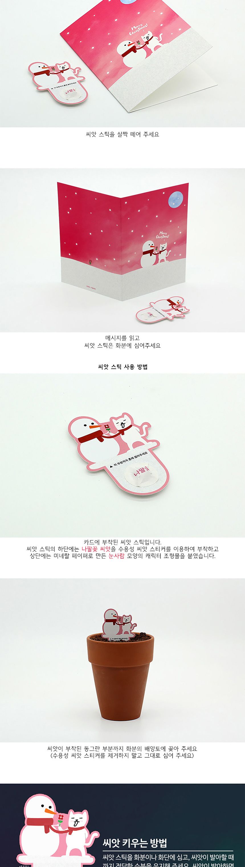 디자인 씨드스틱 선물 크리스마스 눈사람 씨앗카드/씨앗/씨앗선물/카드씨앗/아하그렇구나/관찰숙제/식물재
