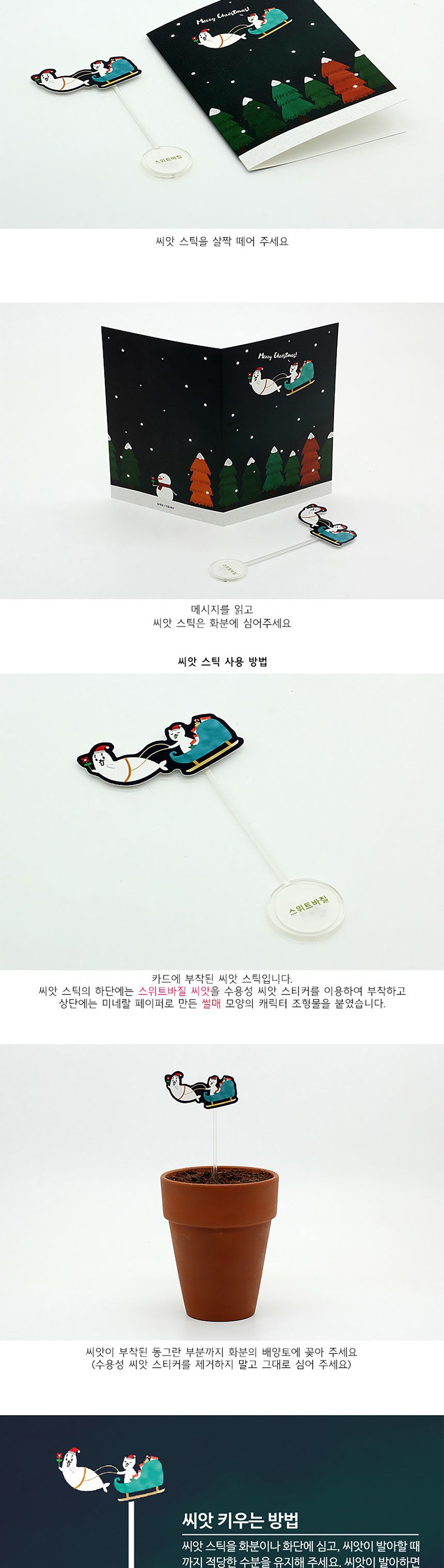디자인 씨드스틱 선물 크리스마스 썰매 씨앗카드/씨앗/씨앗선물/카드씨앗/아하그렇구나/관찰숙제/식물재배/
