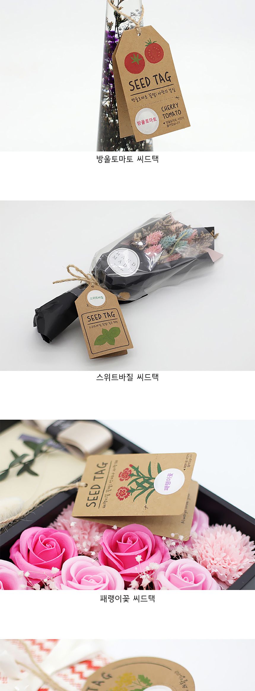 아이디어 선물 포장 씨앗 식물키우기 씨드택 4종 세트/씨앗/씨앗세트/씨드세트/씨드카트/씨드택/식물키우기