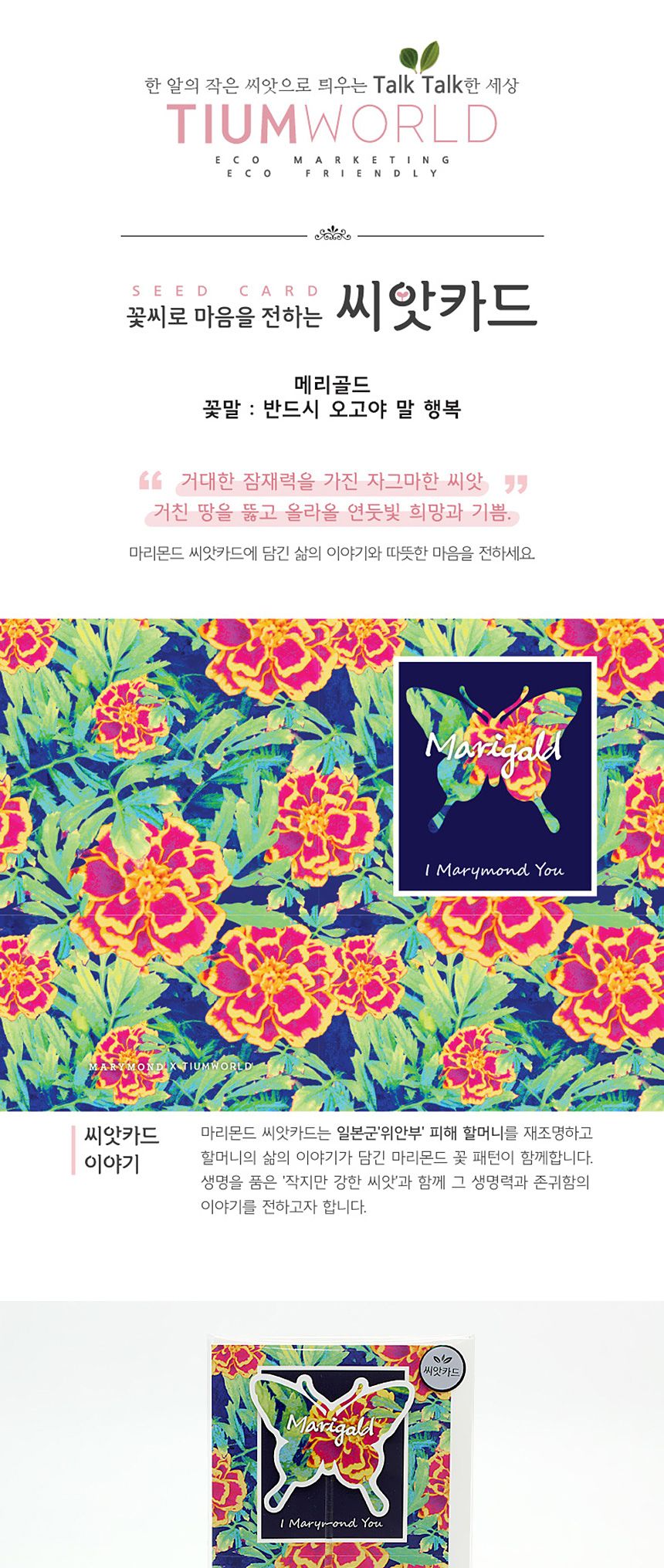 꽃씨앗 씨드스틱 마리몬드 나비 씨앗카드 메리골드/식물카드/씨앗카드/꽃씨/꽃씨앗/식물선물/씨앗선물/어린