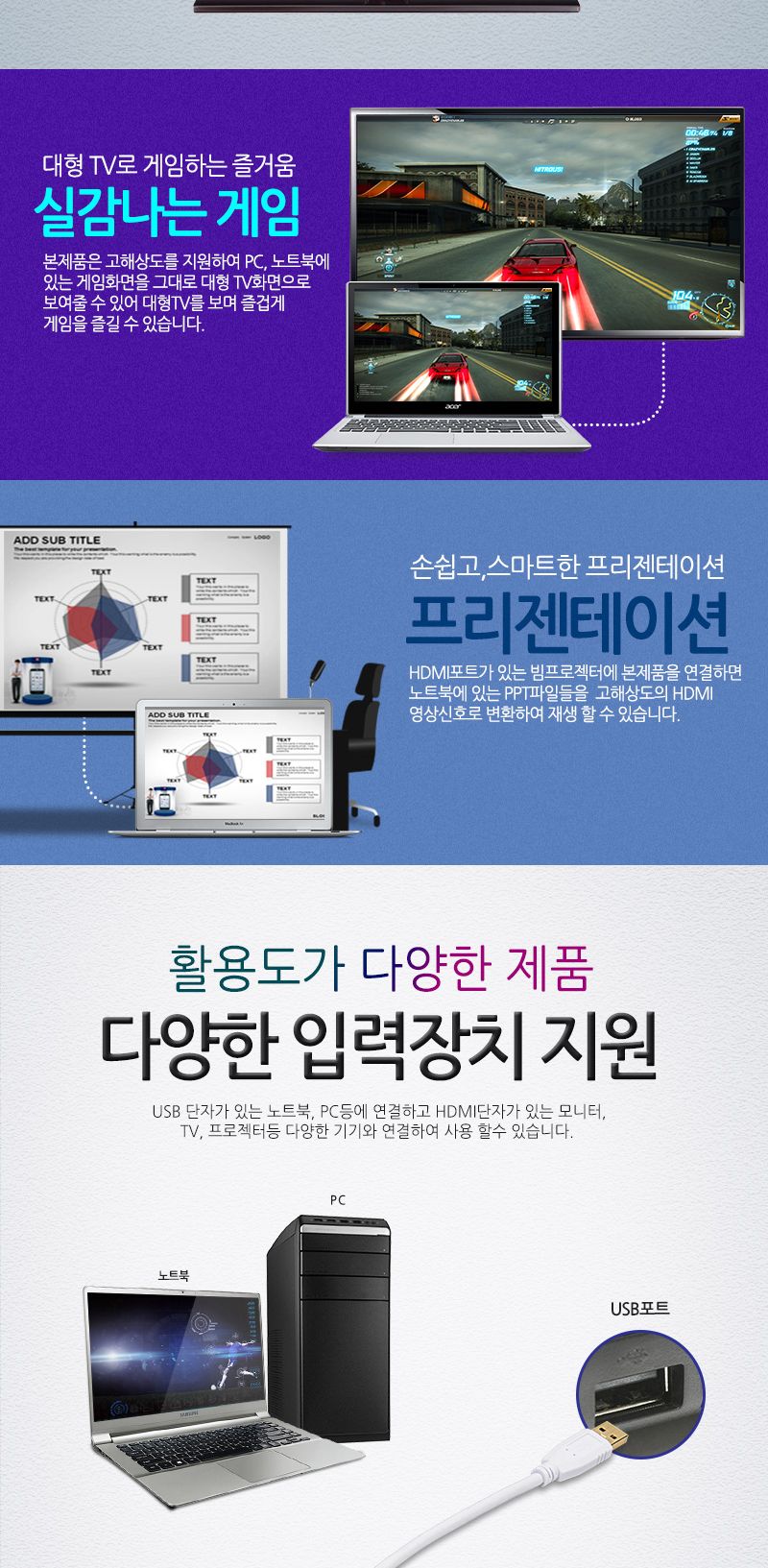 유니콘 USB A타입 to HDMI 컨버터 변환젠더 CV-400/컨버터/젠더/유니콘젠더/유니콘컨버터/USB변환젠더/USB