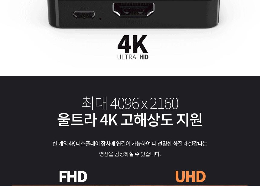 HDMI 2포트 모니터 영상 분배기 4K UHD 고해상도/HDMI분배기/모니터분배기/영상분배기/컴퓨터분배기/스플릿