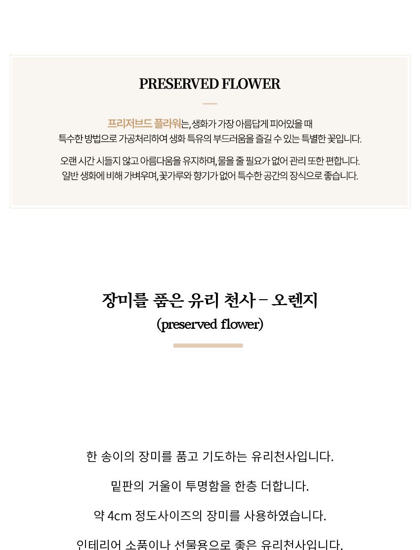 장미를 품은 유리 천사 - 오렌지/소품/인테리어소품/보존화/보존플라워/장식소품/프리저브드플라워/인테리