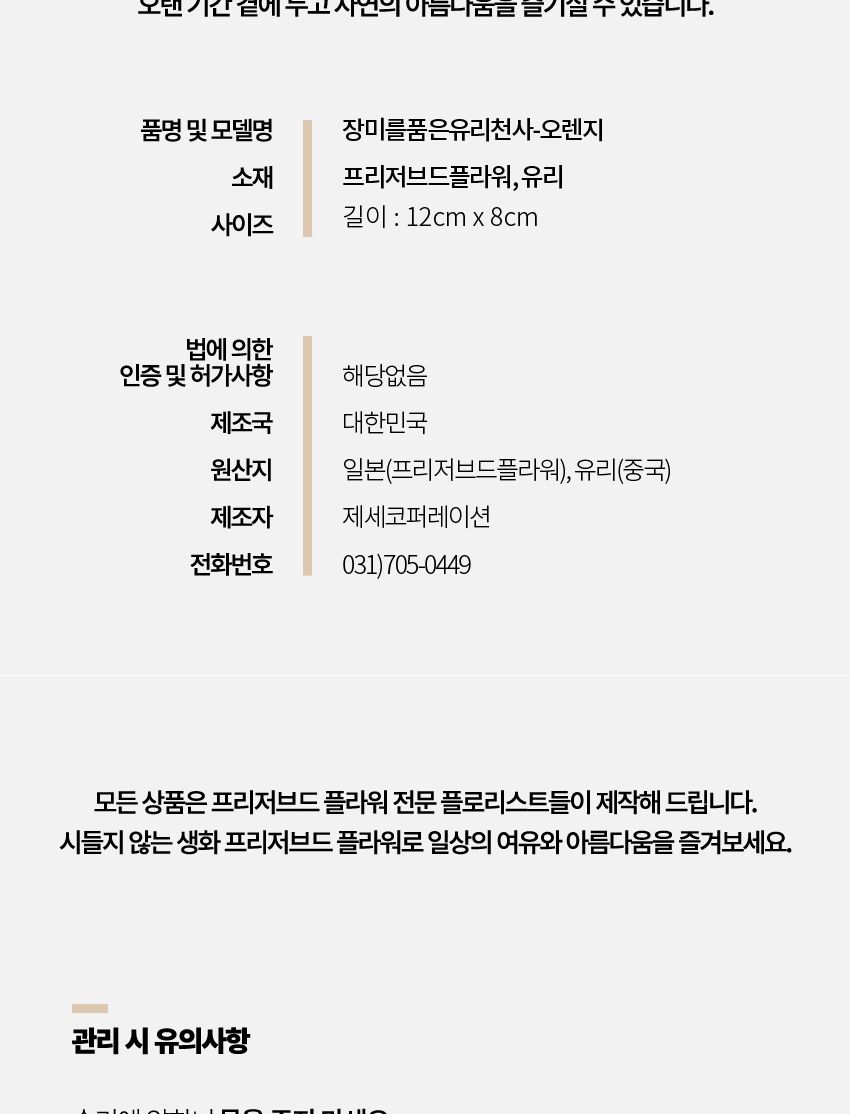 장미를 품은 유리 천사 - 오렌지/소품/인테리어소품/보존화/보존플라워/장식소품/프리저브드플라워/인테리