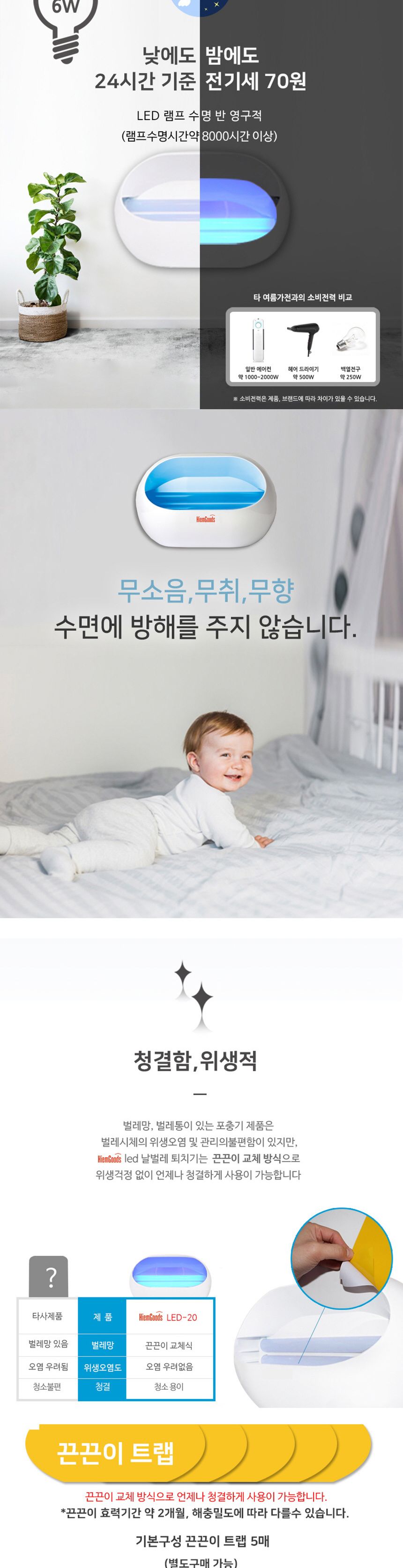 LED 모기포충기 날파리트랩 모기잡는기계 모기트랩/방충램프/유인포충기/벌레유인등/캠핑포충기/포집기/포