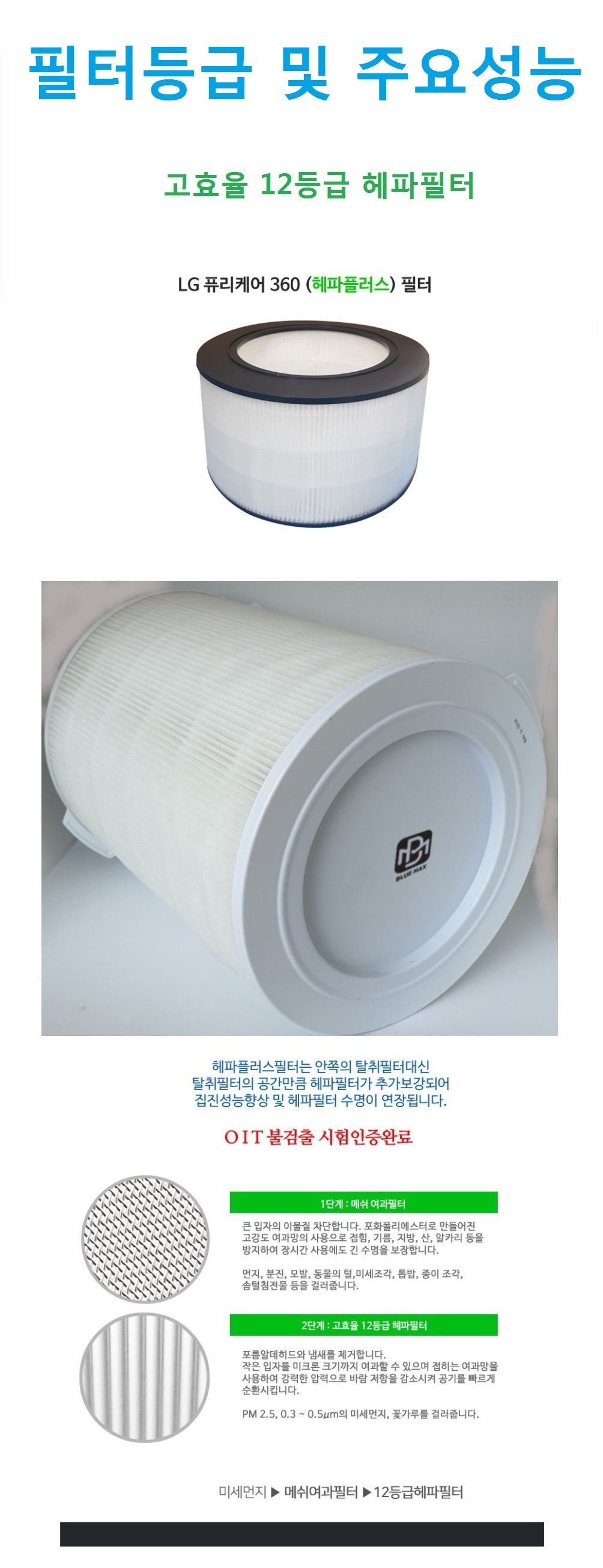 엘지 퓨리케어1단 헤파 AS181DAS 공기청정기호환필터/1단필터/1단청정기필터/엘지필터/엘지청정기필터/퓨리