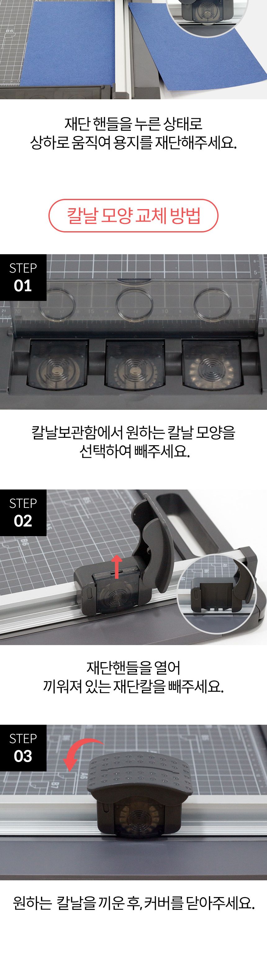 트리머형 재단기 MCUT-A4 3가지 칼날직선 웨이브 점선/트리머/종이트리머/종이재단/제단기/사진자르기/문서