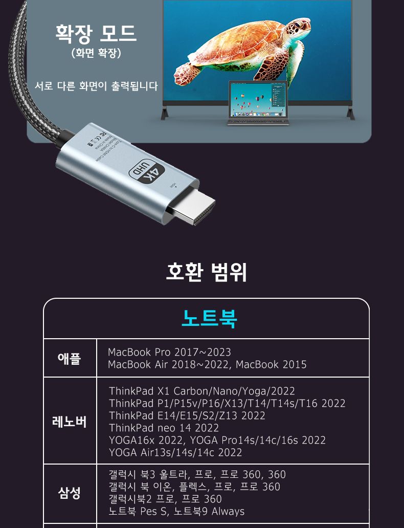 Soopii USB C to HDMI 2.0 4K HDR 케이블 CH46A 1m/HDMI/HDMI케이블/HDMI선/모니터케이블/노트북용케이블/
