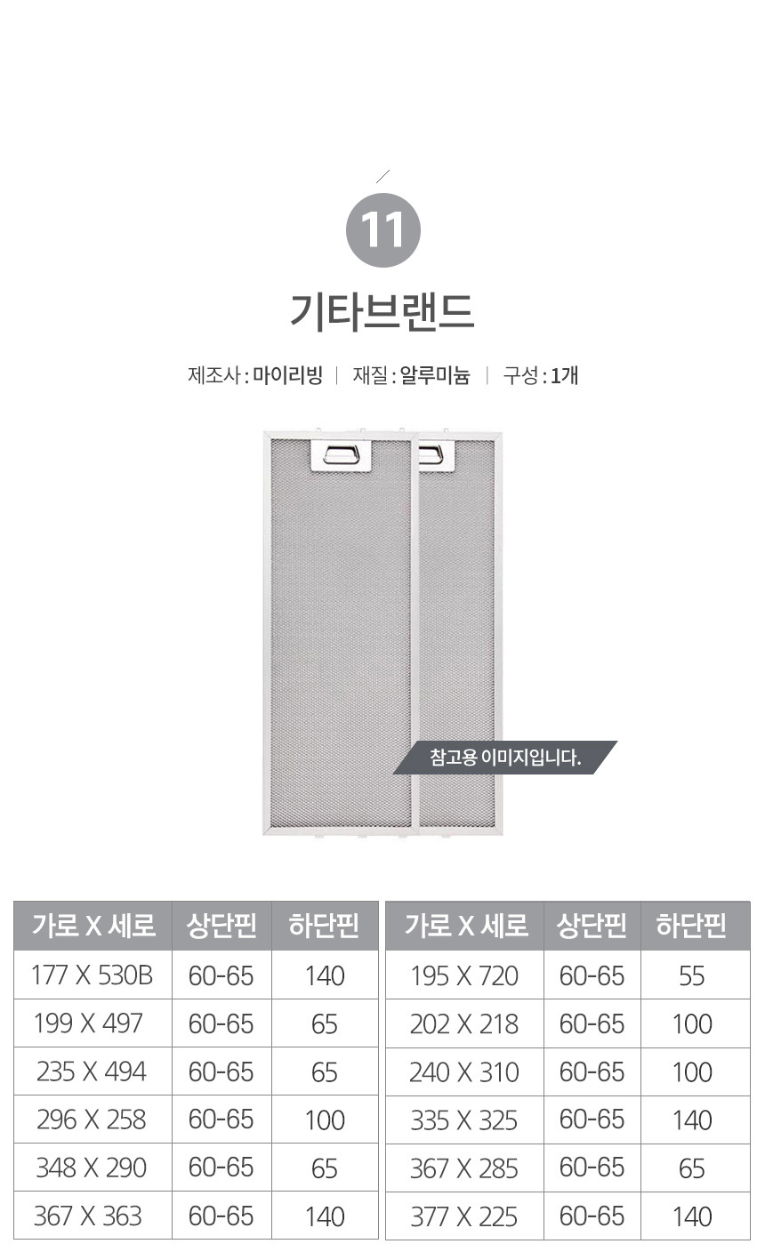 (하츠슬림형202x517) 특허3중망 마이리빙 렌지후드필터/주방후드필터/후드필터/후드교체필터/렌지후드용필