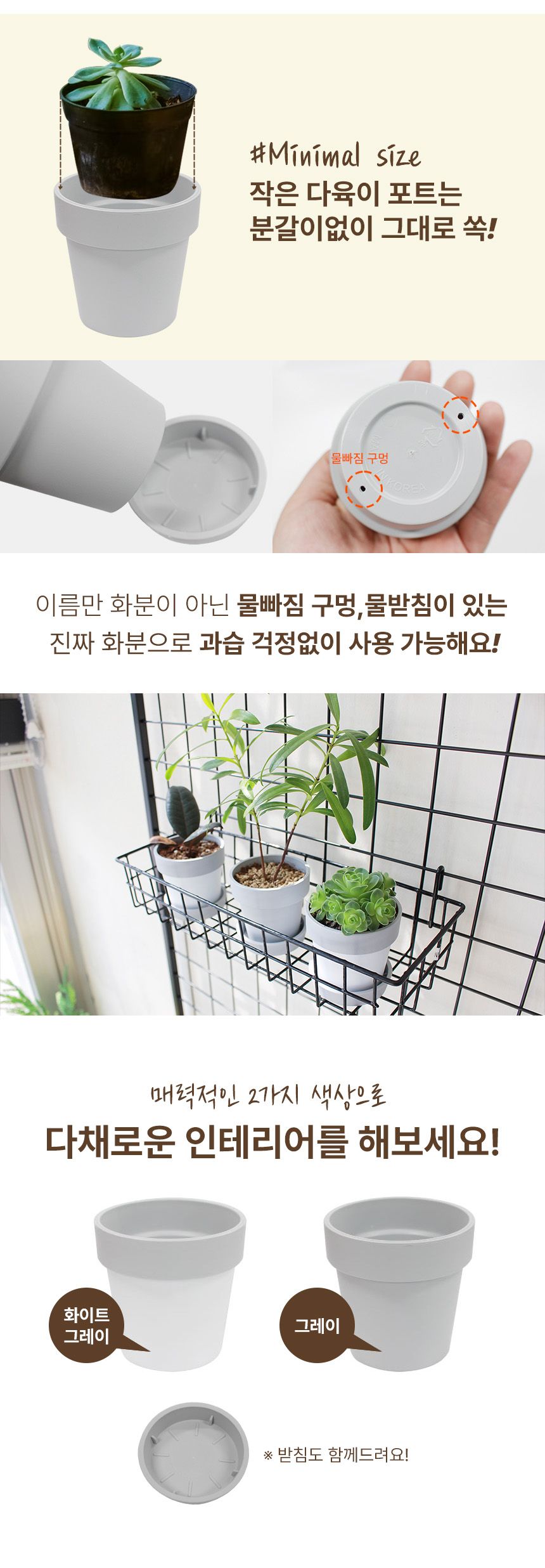 (플라팜) 다육이화분+받침 48입 대량구매 박스출고/화분/다육이화분/미니화분/미니화분세트/다육세트/다육