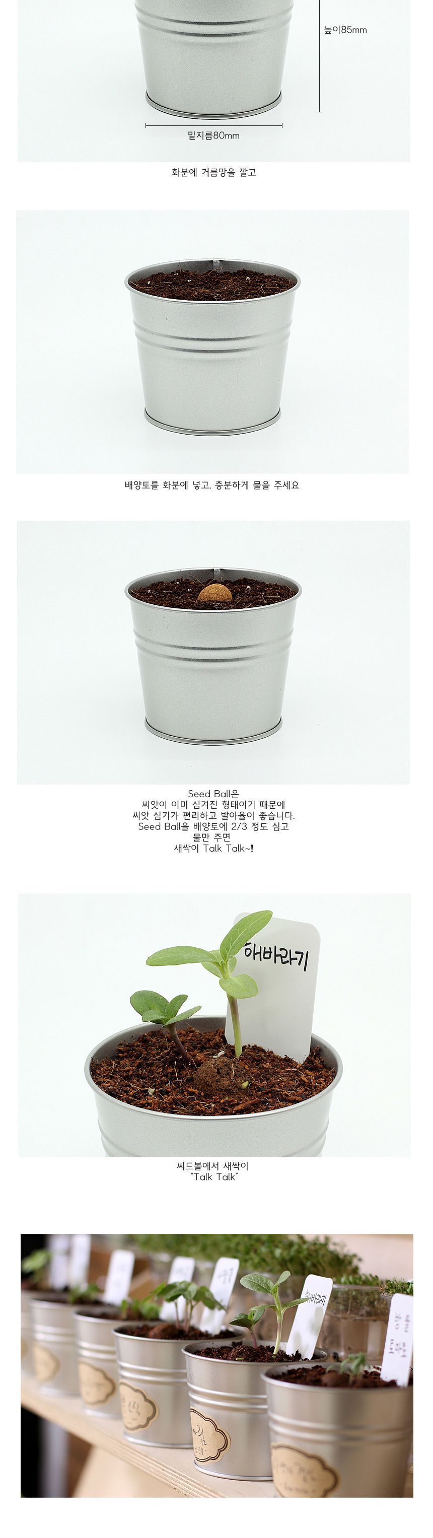 식물인테리어 선반 창가 장식 해바라기 메탈화분 세트/미니화분/식물인테리어/화분/거실화분/인테리어화분/