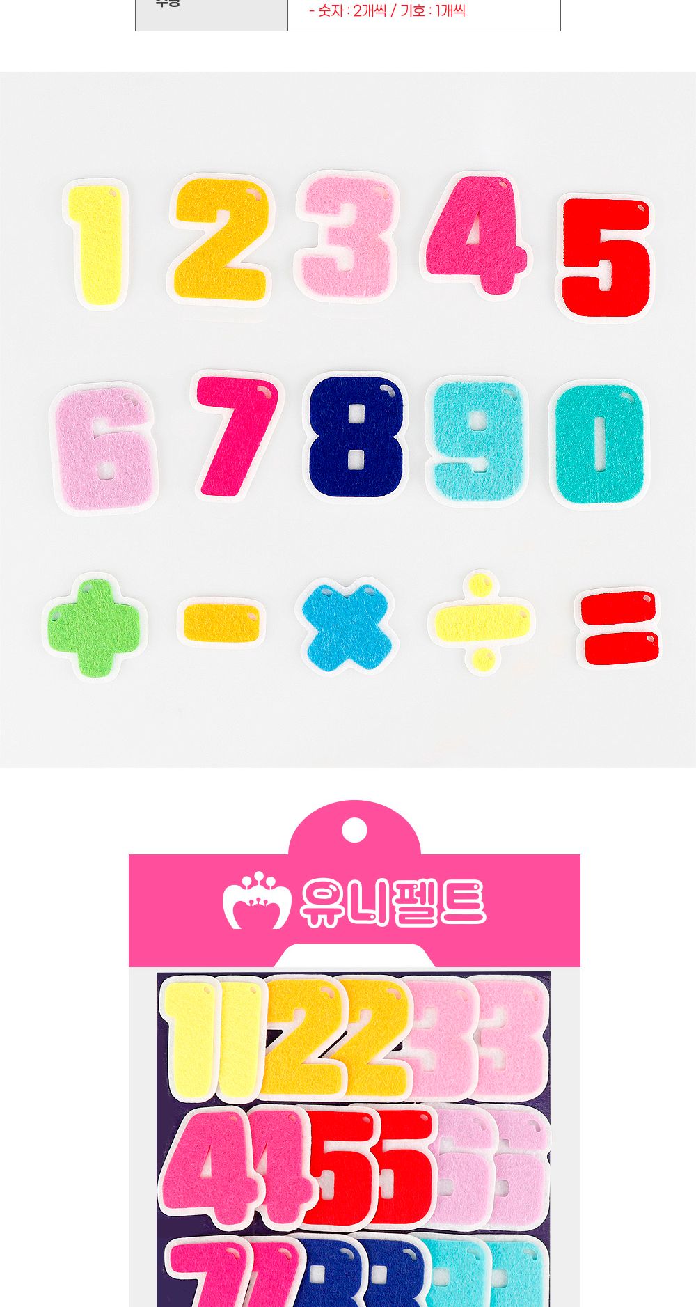 유니아트 어린이집환경판 (펠트) 숫자공부 유치원환경판 구성용품/펠트숫자/숫자펠트/환경판숫자/환경판꾸