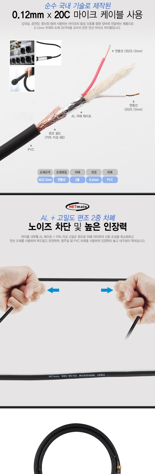XLR 캐논 마이크 케이블 5M/마이크연결용선/XLR마이크케이블/마이크연결케이블/음향케이블/음향잭/마이크케